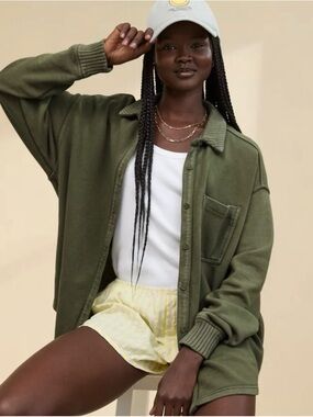 Aerie Olive Green LumberJane Fleece Shirt Jacket/ size XL